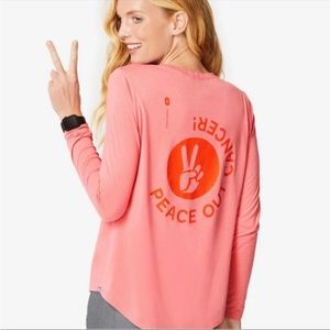 Figs PEACE OUT CANCER Long Sleeve Under Scrub Tee Size Small